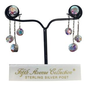 FAC Front & Back AB Triple Dangle Earrings NWT